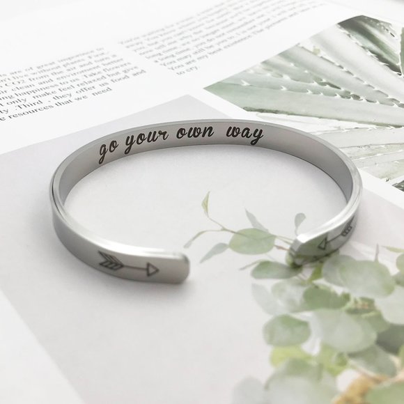 Inspirational Bracelets - Go Your Own Way Quote Bracelet STEEL SILVER… - Picture 4 of 4